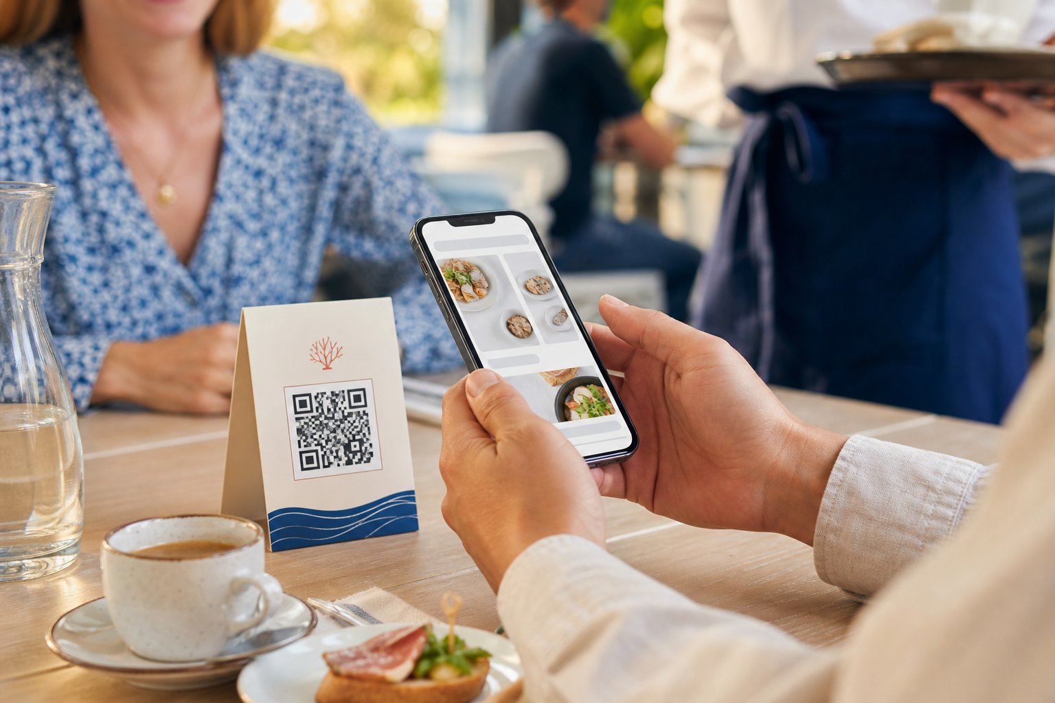 Cliente consultando la carta digital después de escanear el QR de la mesa