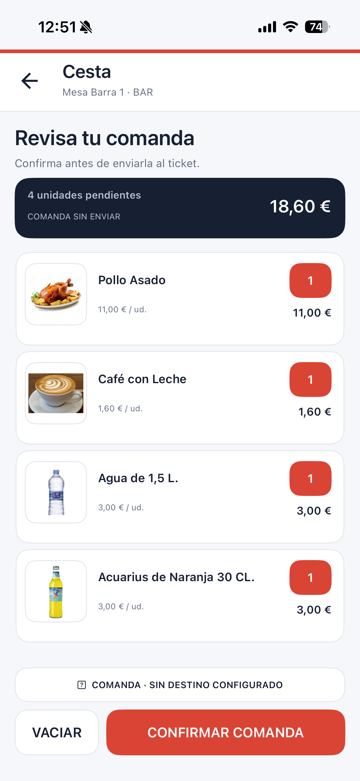 Cesta en YoloPidoPro